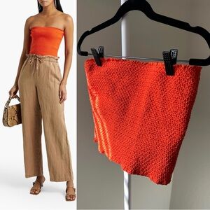 🔖Alice + Olivia Penelope Cropped Strapless Smocked Orange Tube Top
